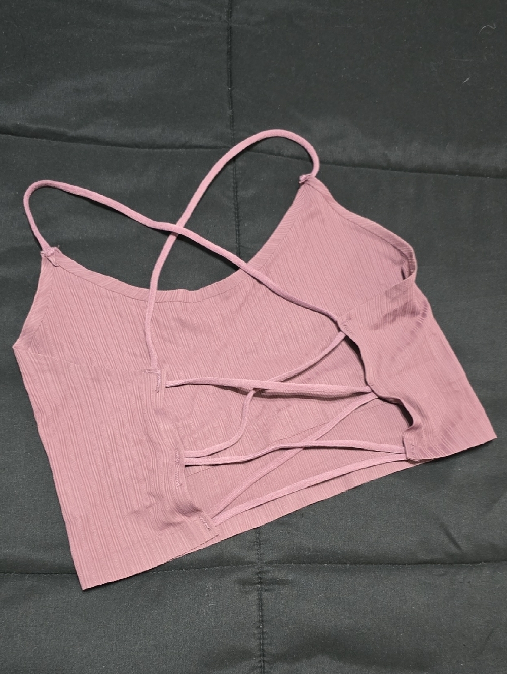 Mauve Ribbed Strappy Crop Top